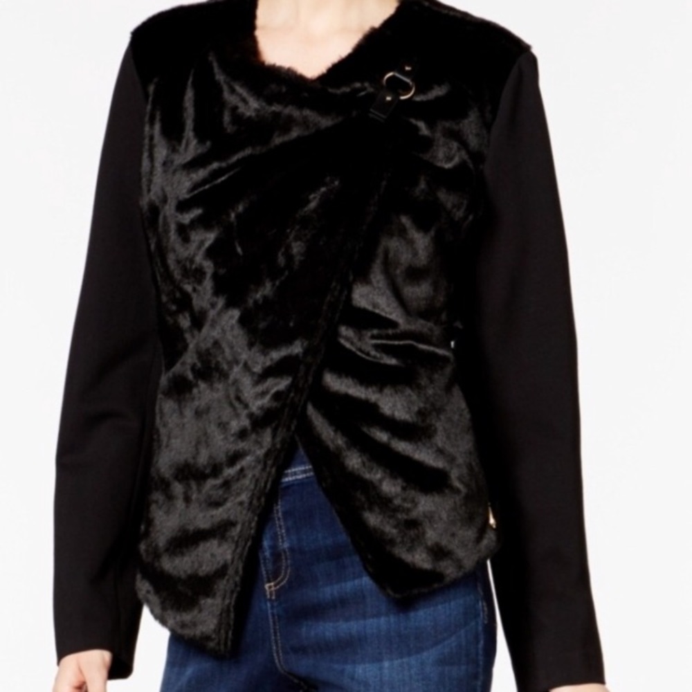 INC Faux Fur Blazer M